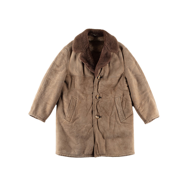 Vintage 80's Men Sheepskin Coat in BeigeVN475