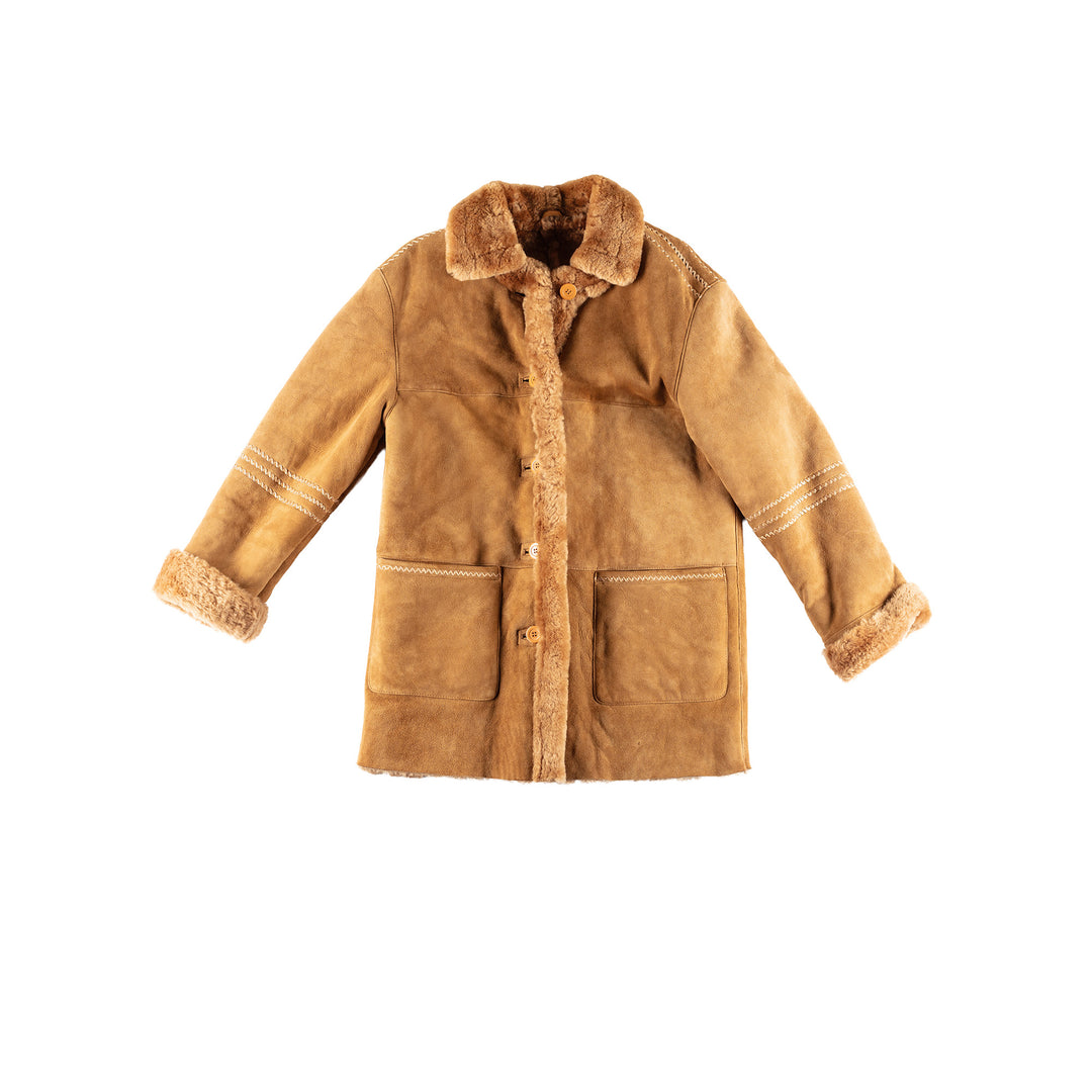Vintage 80's Women Sherpa Coat in BrownMN427
