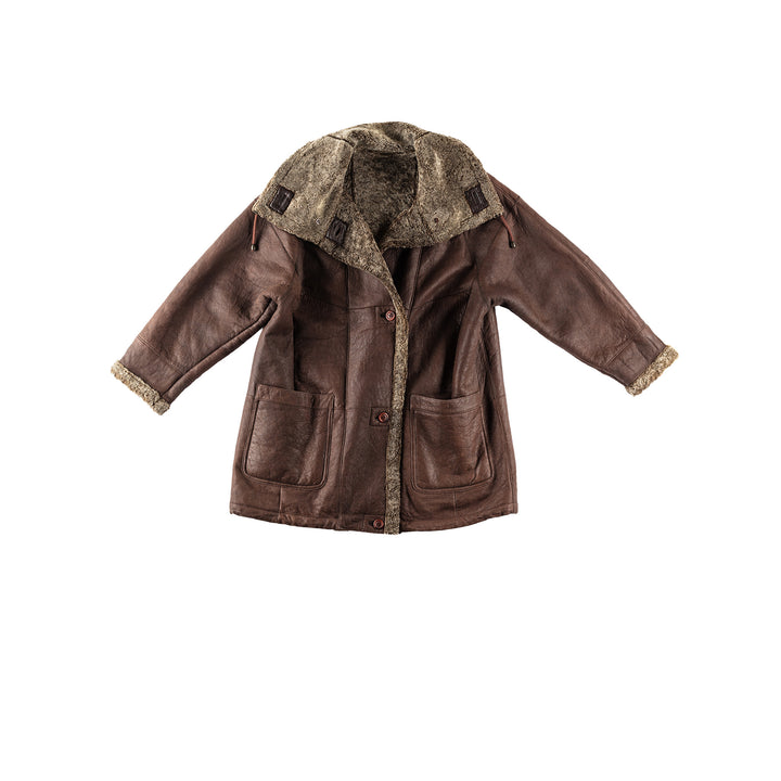Vintage 80's Men Sheepskin Coat in BrownVN188
