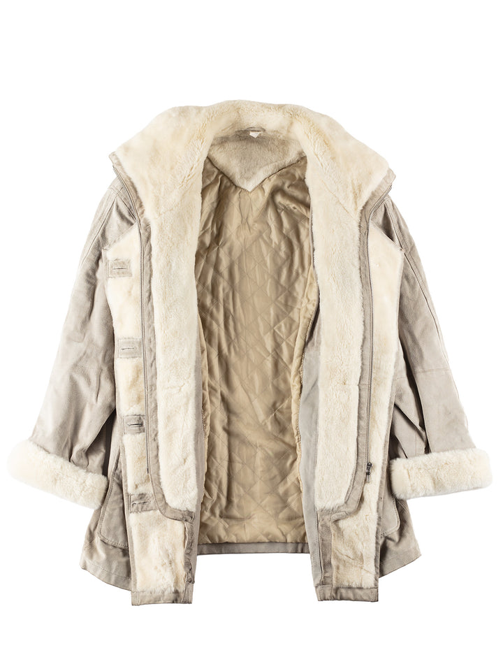 Vintage 00's Women Faux Sheepskin Coat in Gray