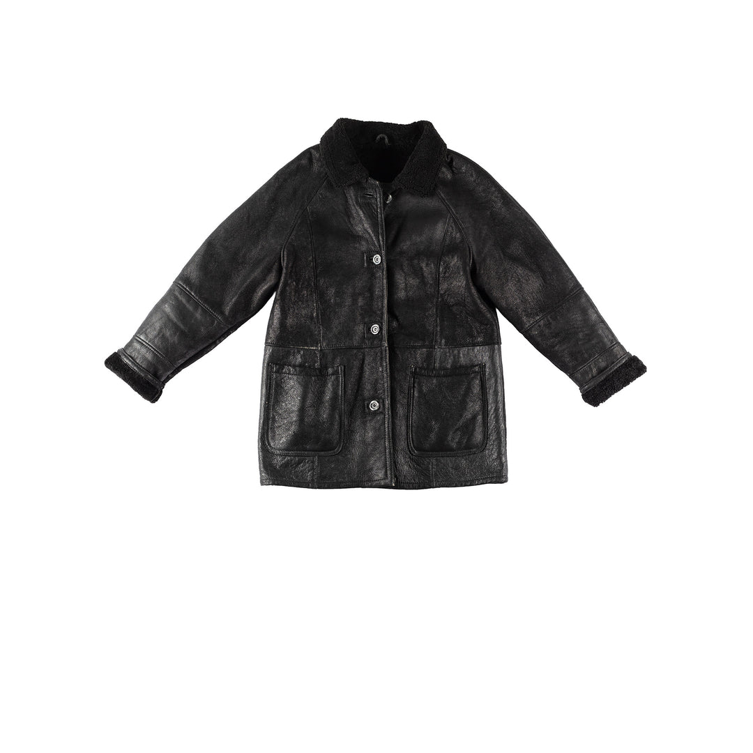Vintage 90's Women Sheepskin Coat in BlackMN203