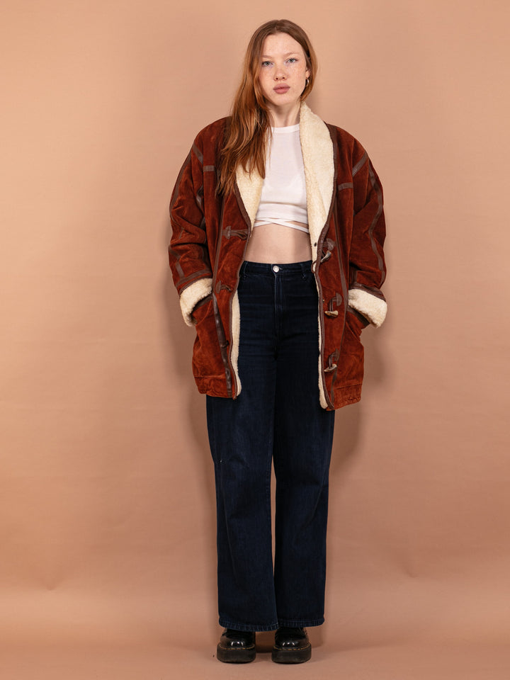 Vintage 90's Suede Sherpa Coat in Brown - NorthernGrip