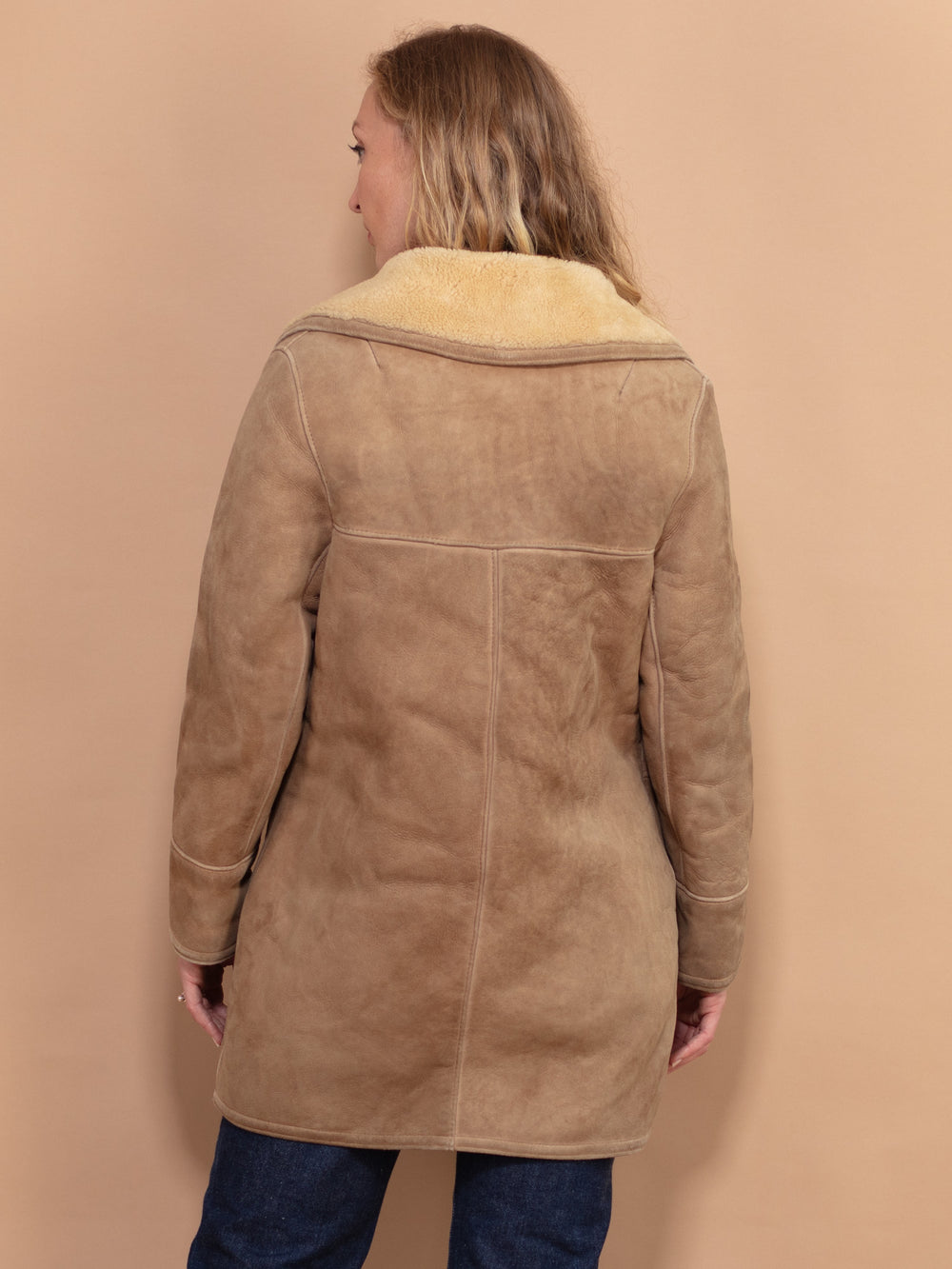 Vintage 70's Women Shearling Coat in Beige - NorthernGrip