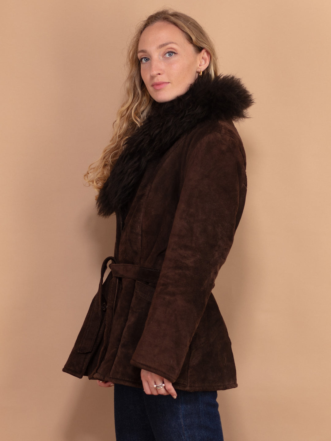 Vintage 70's Women Penny Lane Shearling Jacket in Brown - NorthernGrip