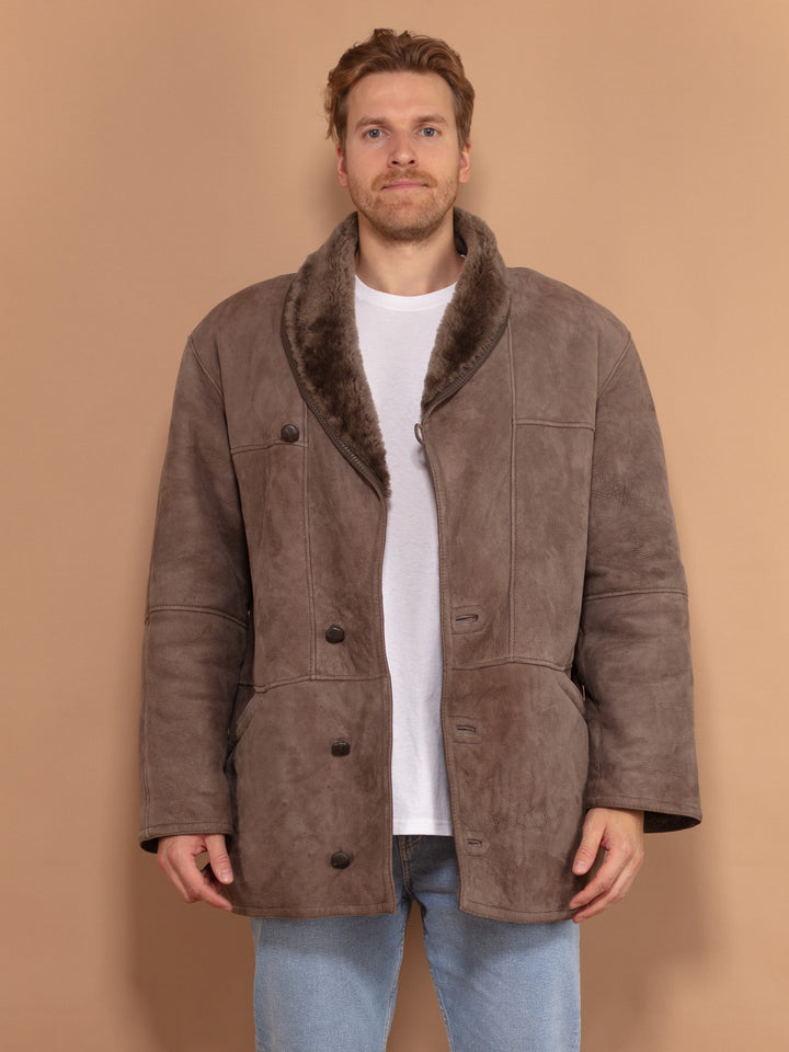 Vintage 70's Men Sheepskin Coat in Beige - NorthernGrip