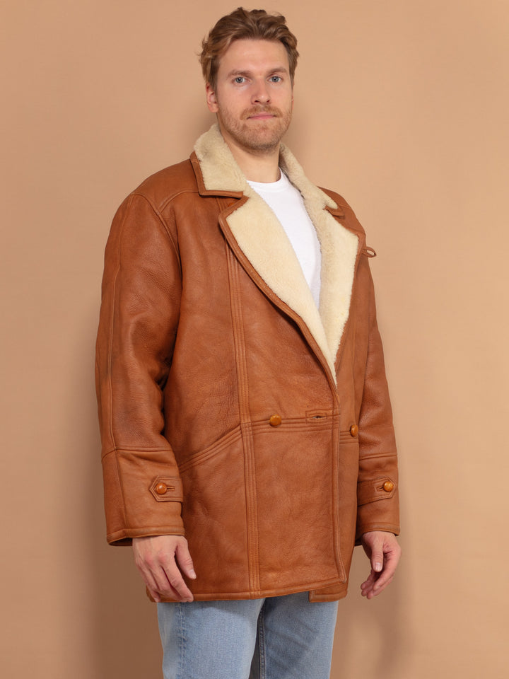 Vintage 70's Men Shearling Coat in Brown - NorthernGrip