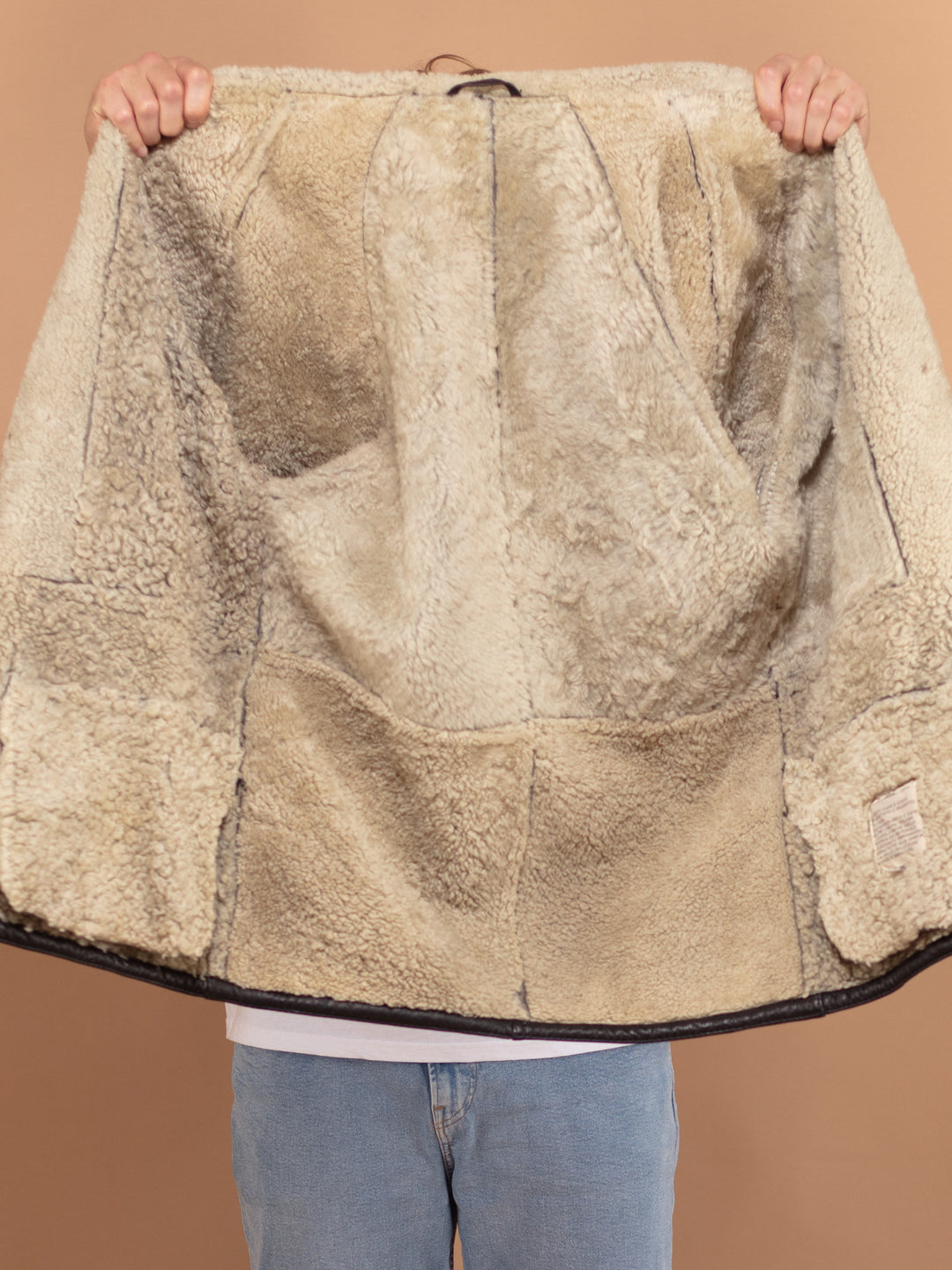 Vintage 80's Men Shearling Coat in Black - NorthernGrip