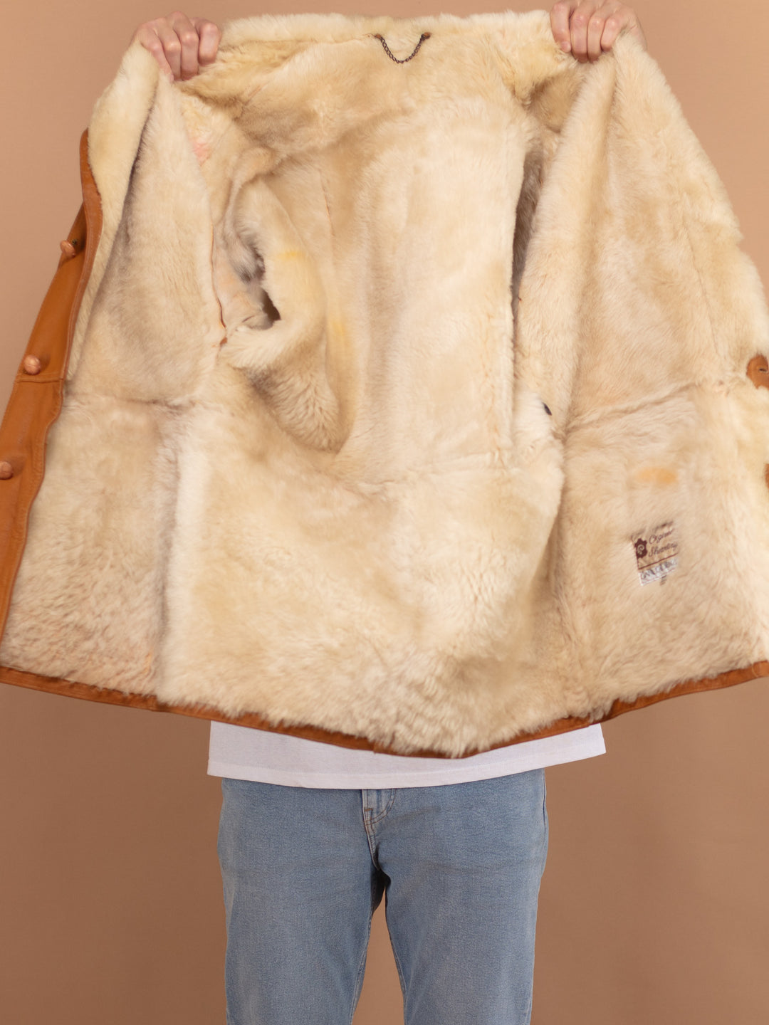 Vintage 80's Men Sheepskin Coat in Brown - NorthernGrip