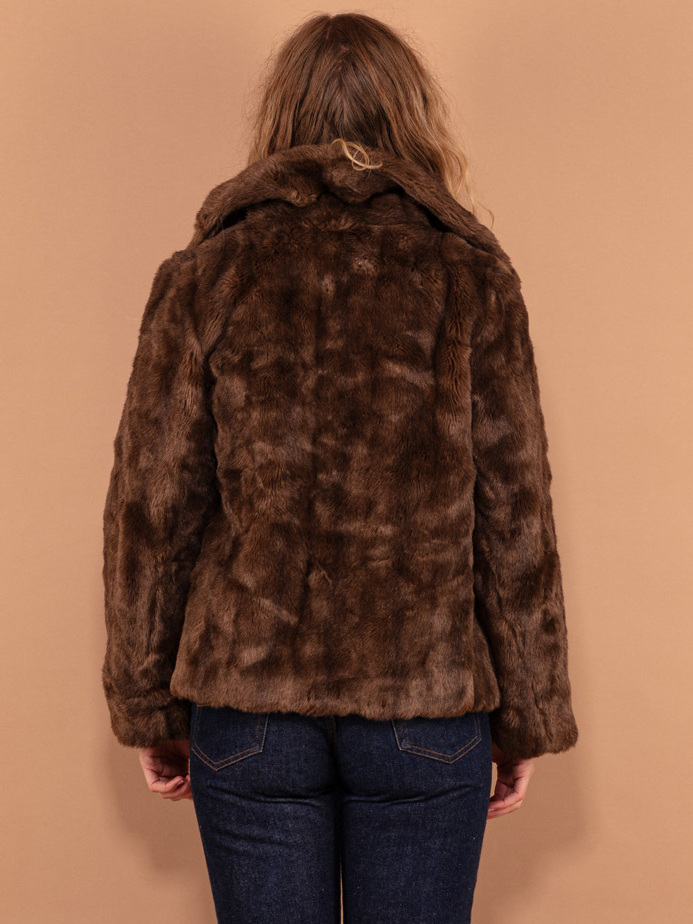 Vintage 80's Women Faux Fur Jacket in Brown - NorthernGrip