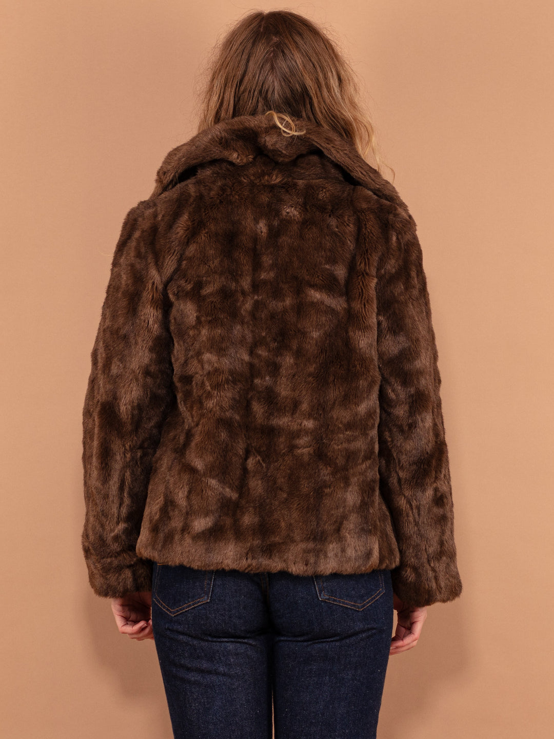 Vintage 80's Women Faux Fur Jacket in Brown - NorthernGrip