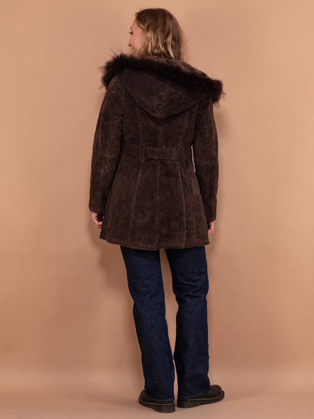 Vintage 90's Faux Penny Lane Coat in Brown - NorthernGrip