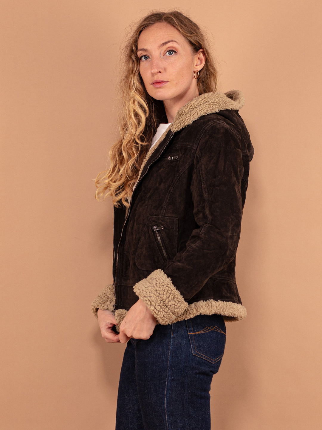 Vintage 00's Women Faux Shearling Jacket in Brown - NorthernGrip