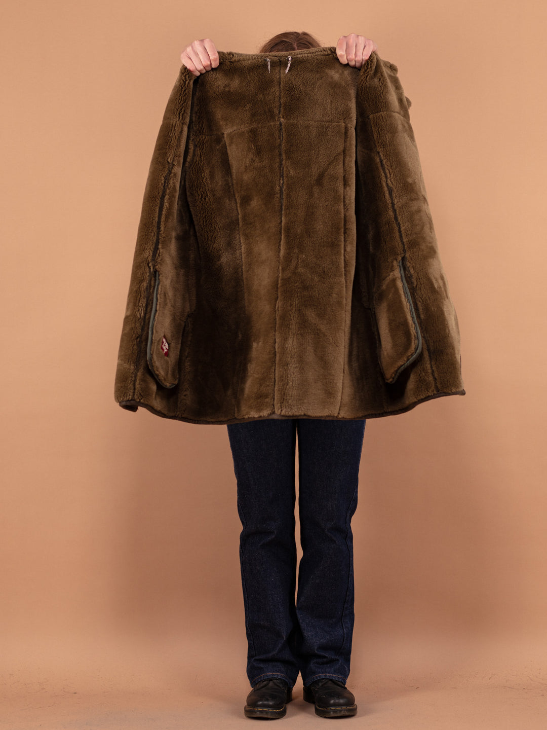 Vintage 90's Women Faux Penny Lane Coat in Brown - NorthernGrip