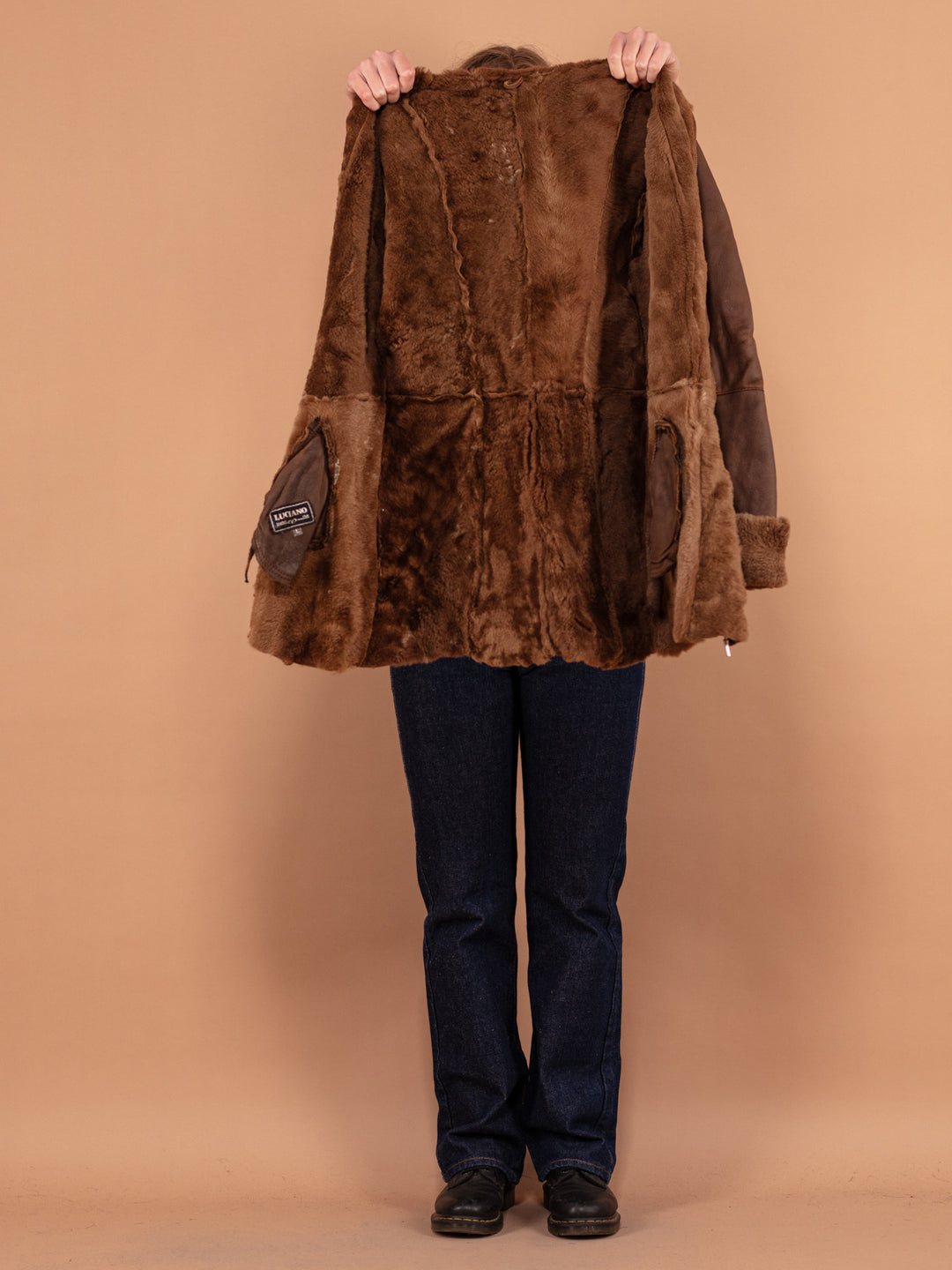 Vintage 90's Women Hooded Sheepskin Coat in Brown - NorthernGrip