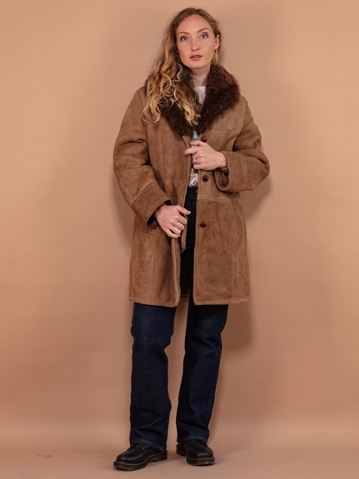 Vintage 70's Women Sheepskin Coat in Brown - NorthernGrip