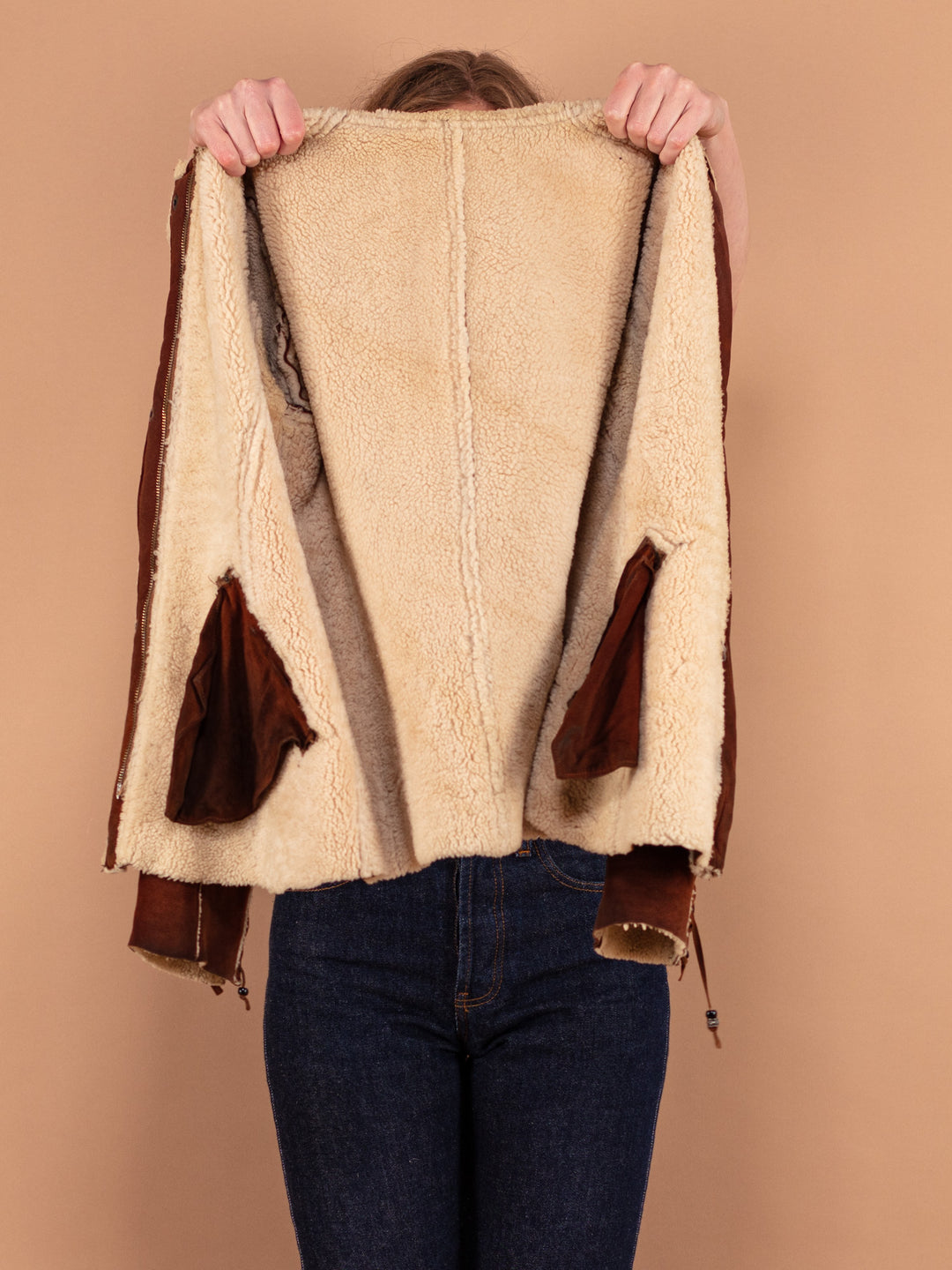 Vintage 70's Women Sheepskin Jacket in Brown - NorthernGrip