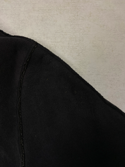 Vintage 90's Men Faux Sheepskin Coat in Black - NorthernGrip