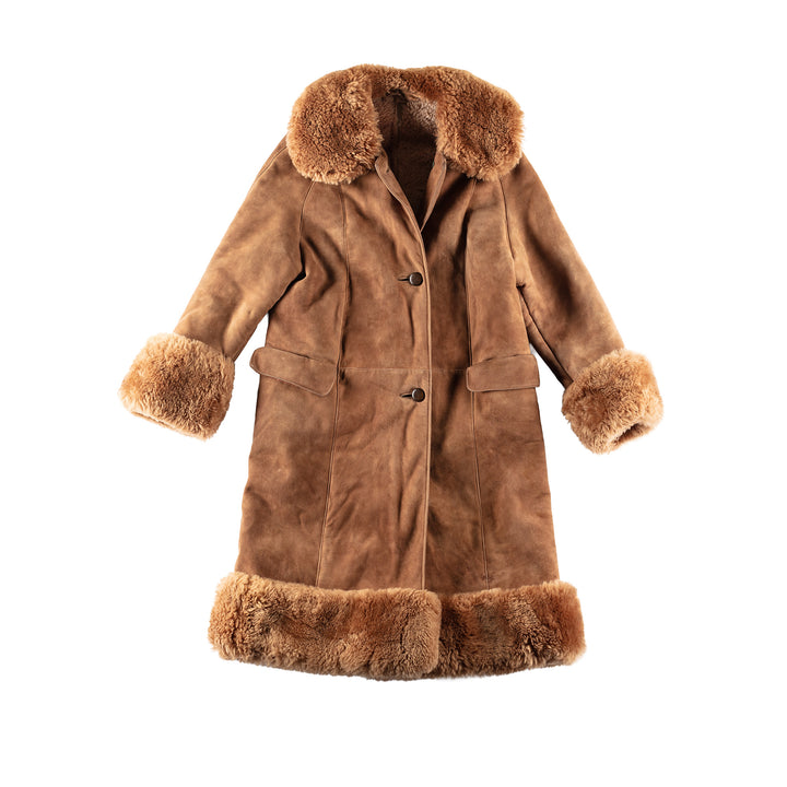 Vintage 70's Women Sheepskin Coat in BrownMN261