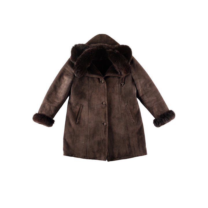 Vintage 80's Women Sheepskin Coat in BrownMN236