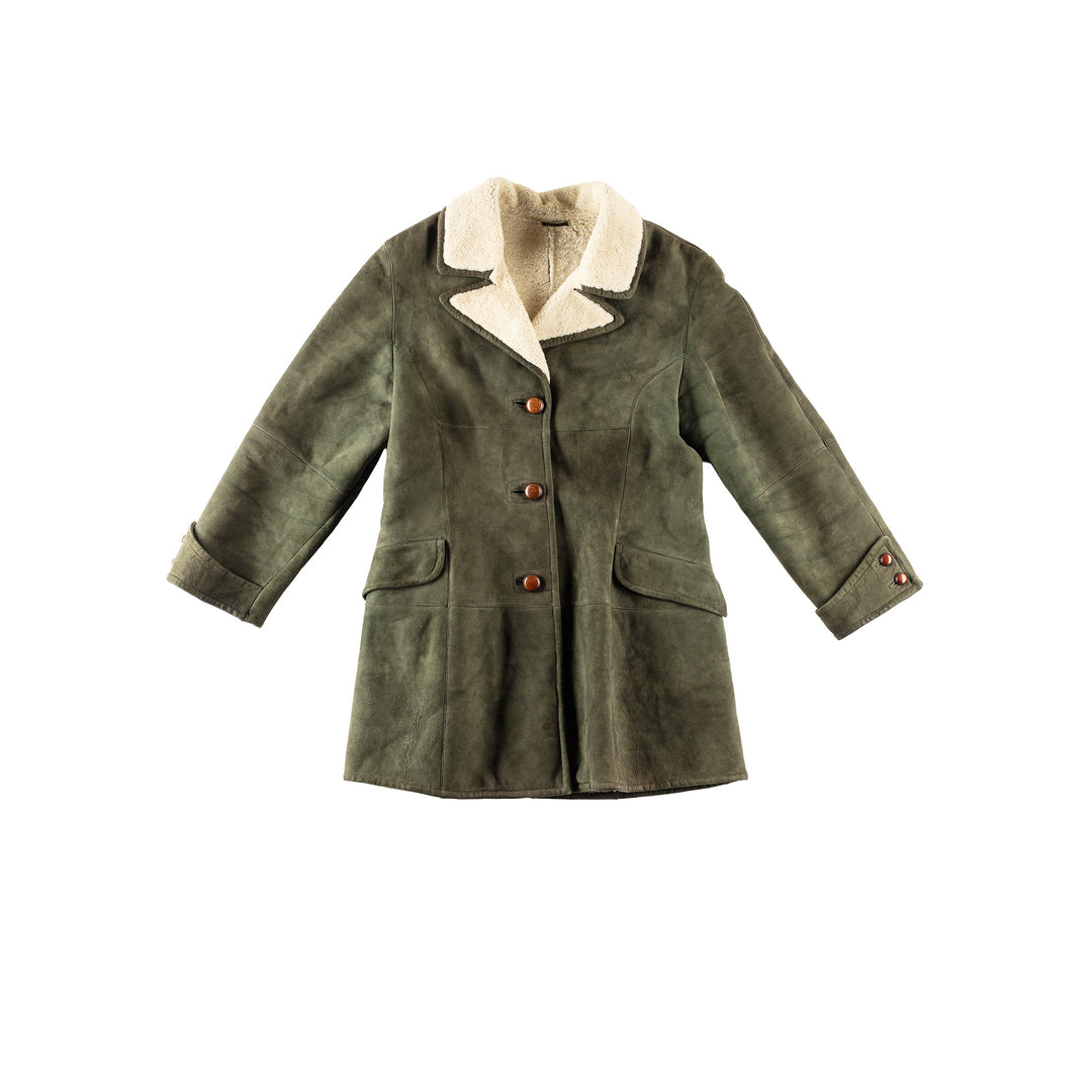 Vintage 70's Women Sheepskin Coat in GreenMN240