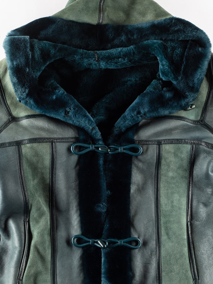 Vintage 80's Women Sheepskin Coat in GreenMN241