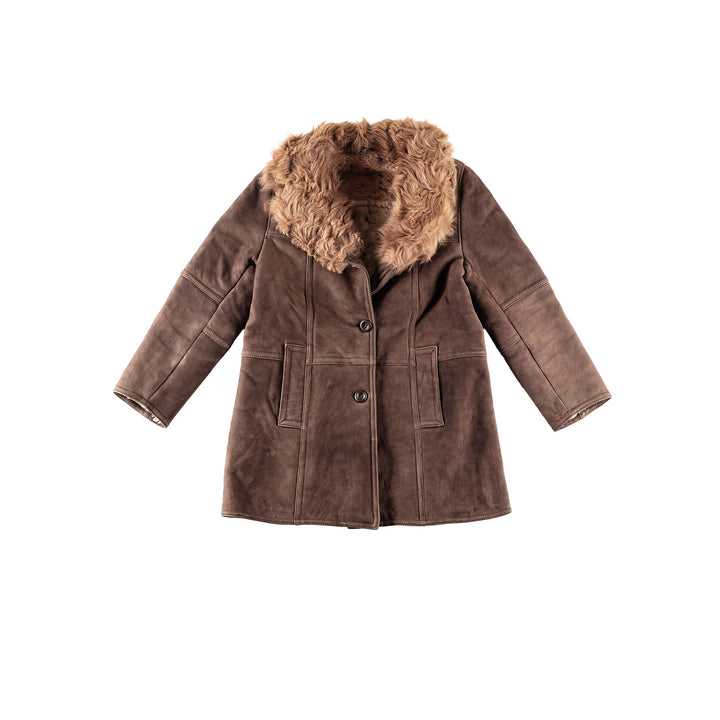 Vintage 80's Women Sheepskin Coat in BrownMN247