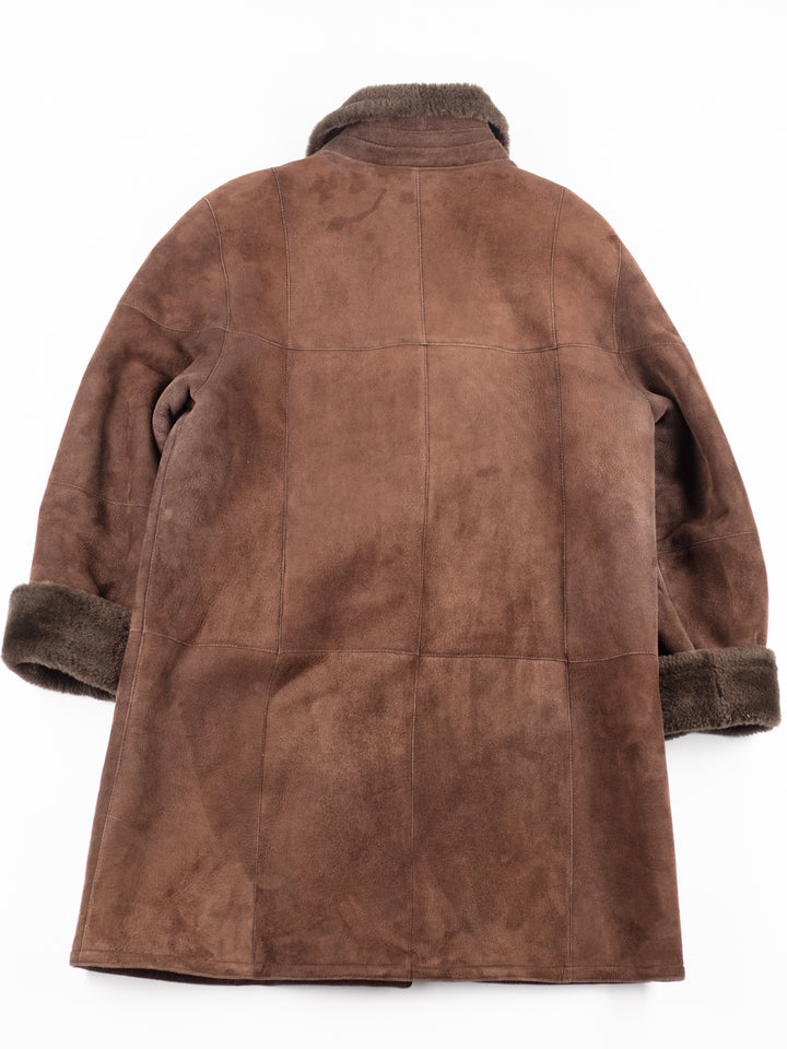 Vintage 70's Women Sheepskin Shearling Coat in Brown
