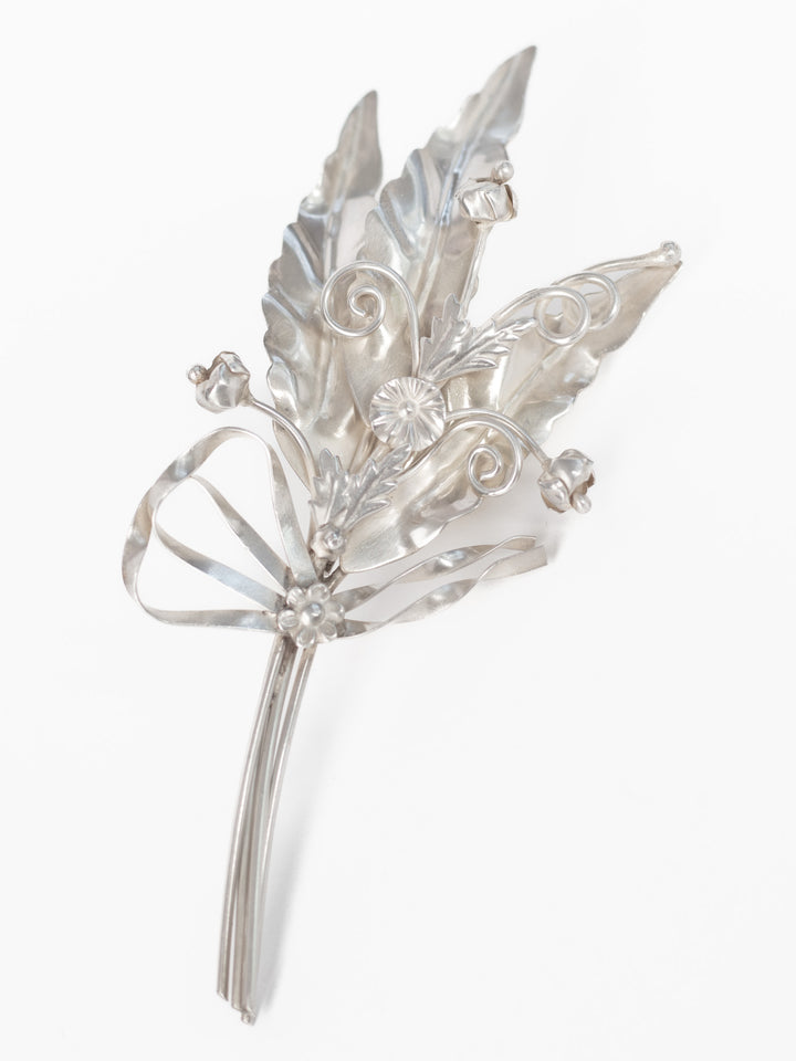 Vintage 60's Sterling Silver Floral Brooch