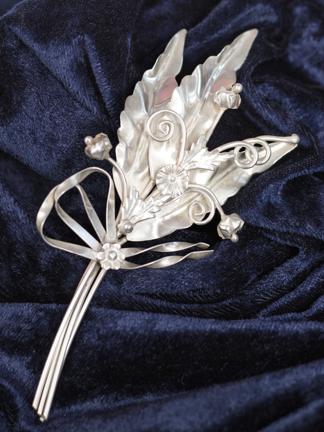 Vintage 60's Sterling Silver Floral Brooch