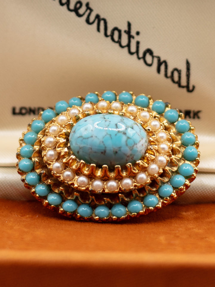 Vintage 60's Brooch in Blue