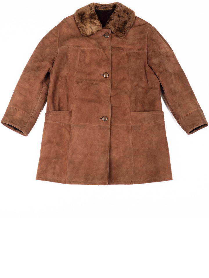 Vintage 60's Women Sheepskin Coat in Brown