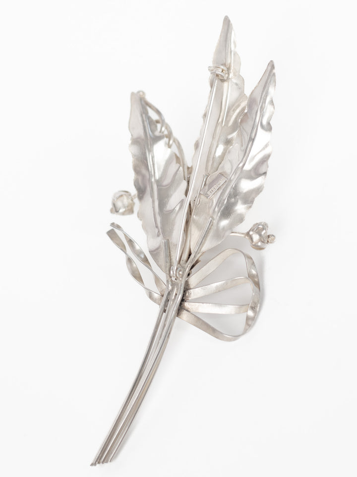 Vintage 60's Sterling Silver Floral Brooch