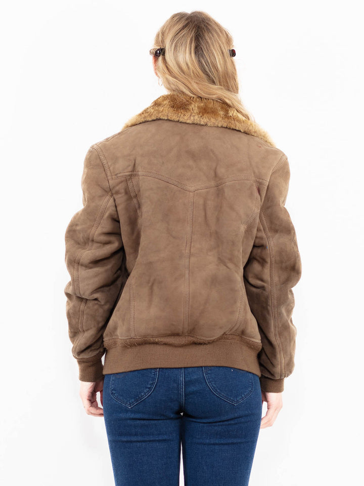 Vintage 70's Women Sheepskin Jacket in Beige
