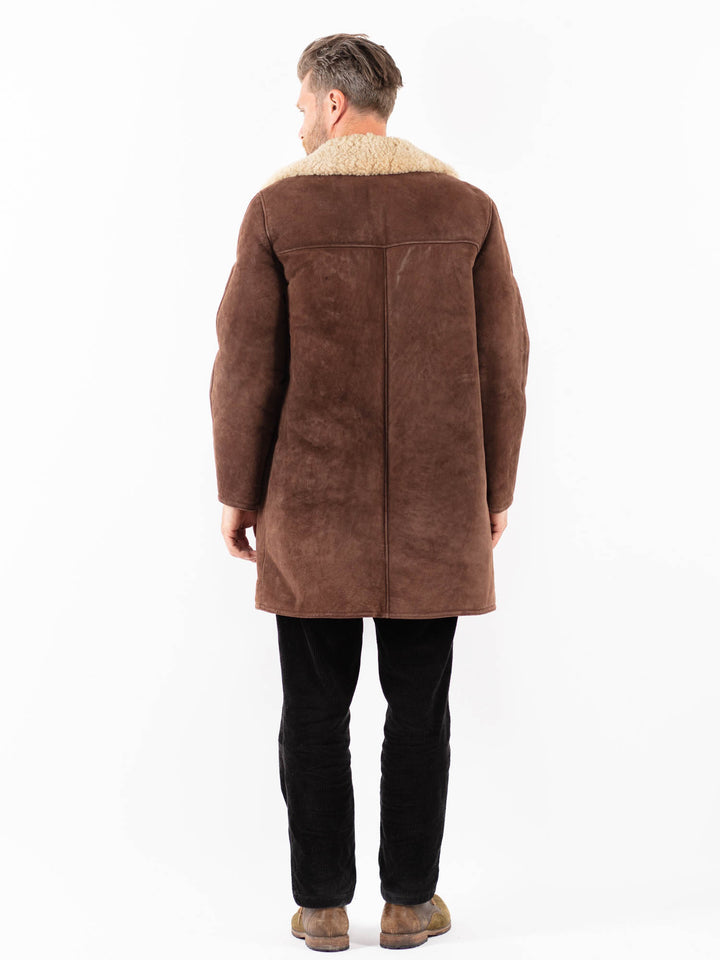 Vintage 70's Men Sheepskin Coat in Brown