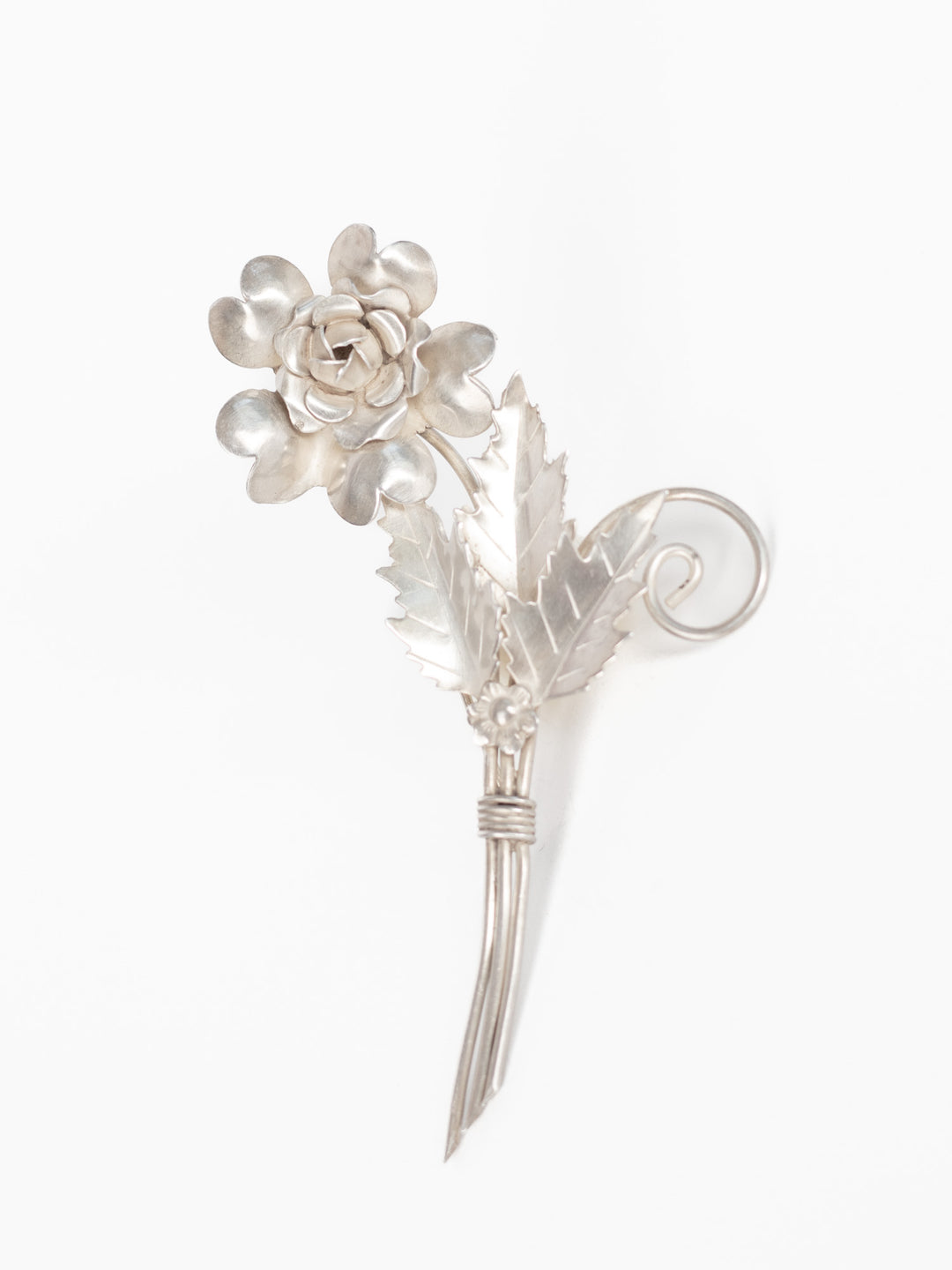Vintage 60's Sterling Silver Rose Brooch
