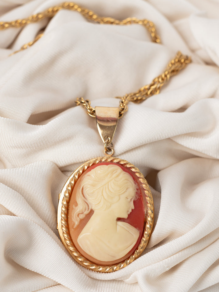Vintage 70. gadu Cameo medaljona kaklarota