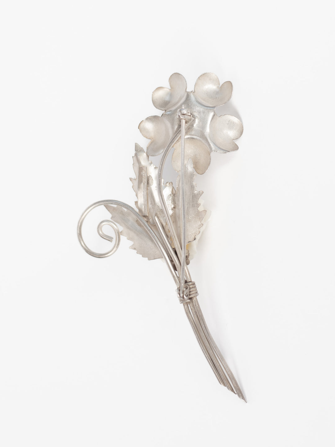 Vintage 60's Sterling Silver Rose Brooch