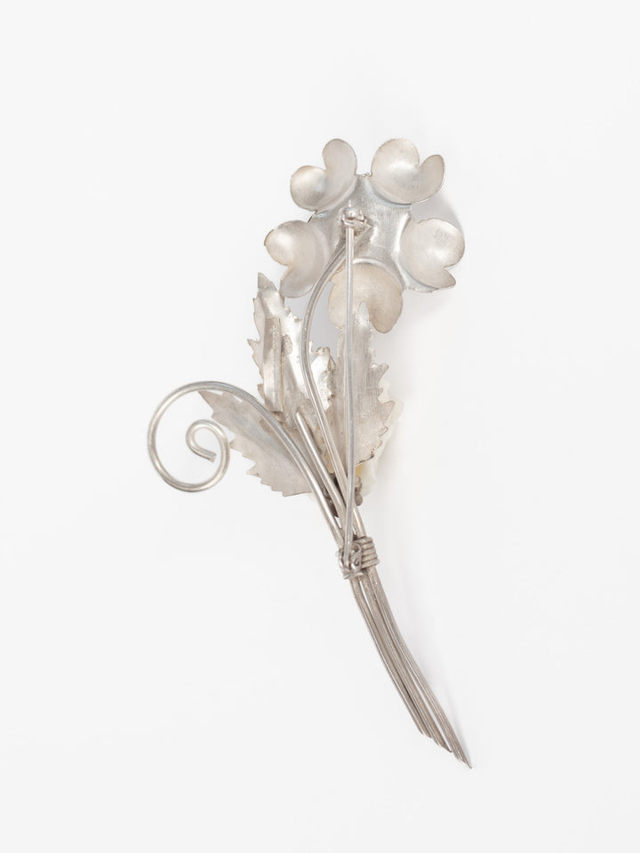 Vintage 60's Sterling Silver Rose Brooch