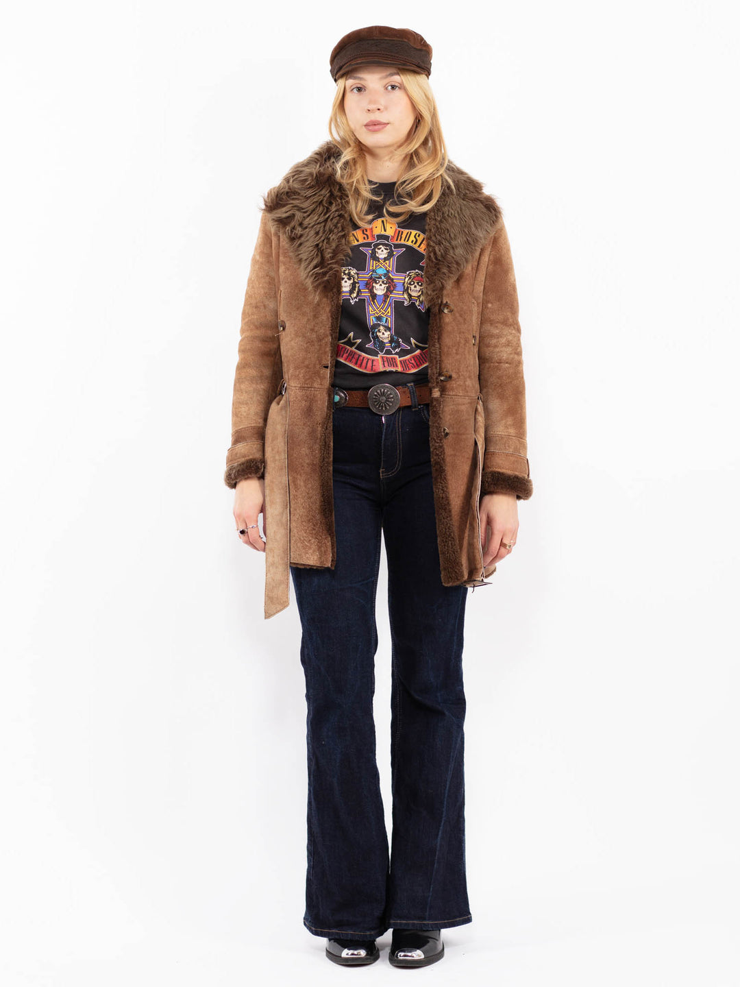 Vintage 00's Penny Lane Sheepskin Coat in Brown