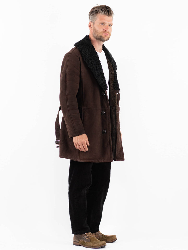 Vintage 70's Men Sheepskin Coat in Brown