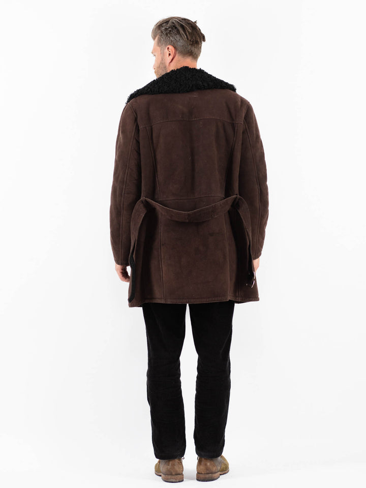 Vintage 70's Men Sheepskin Coat in Brown