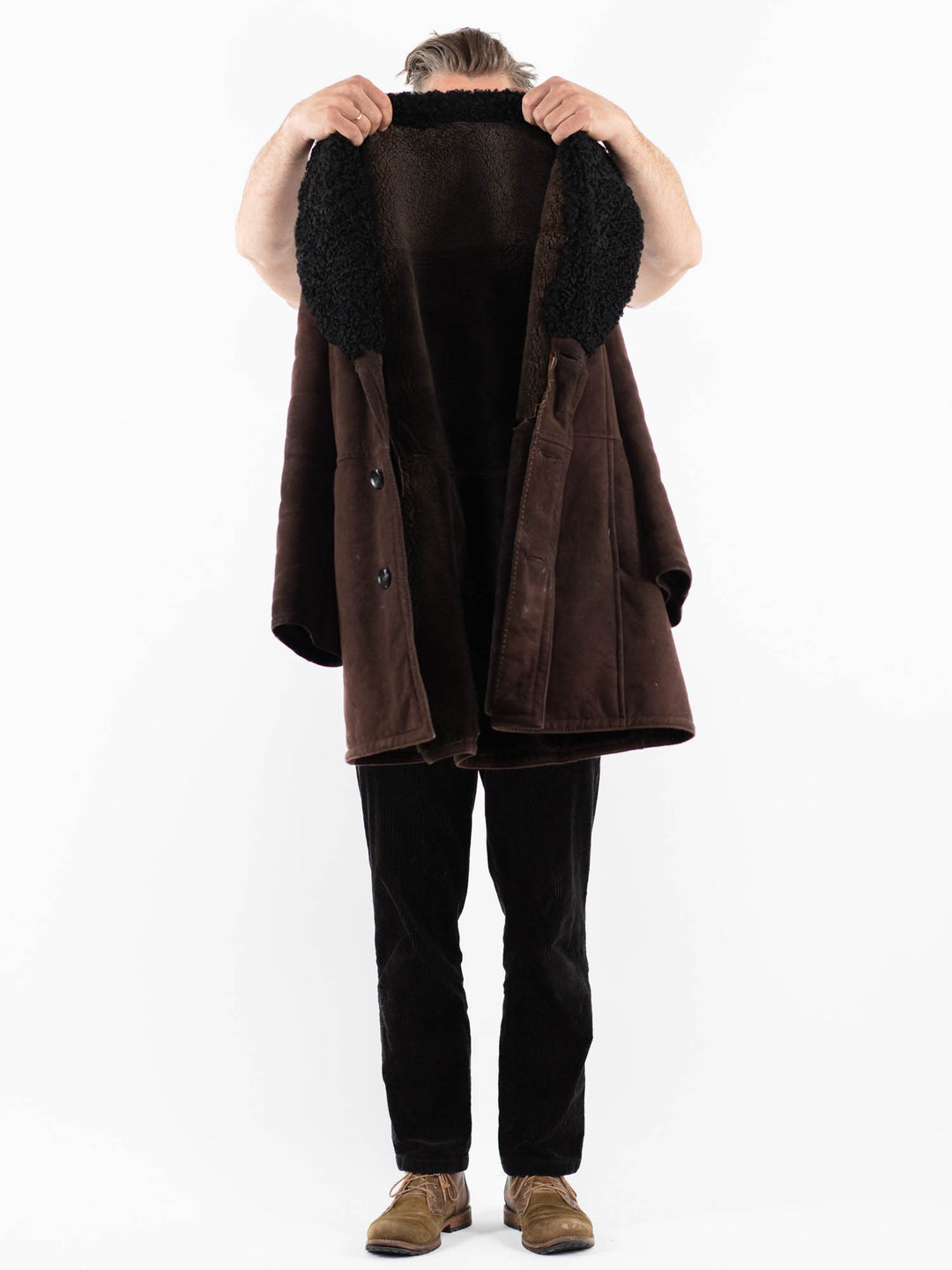 Vintage 70's Men Sheepskin Coat in Brown