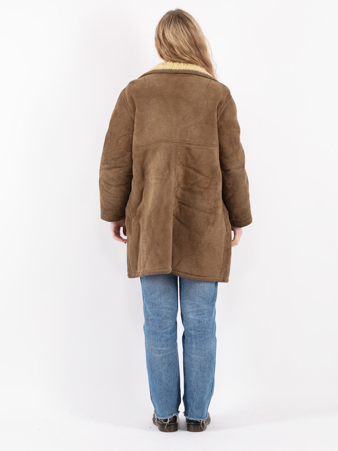Vintage 70's Women Sheepskin Coat in Beige