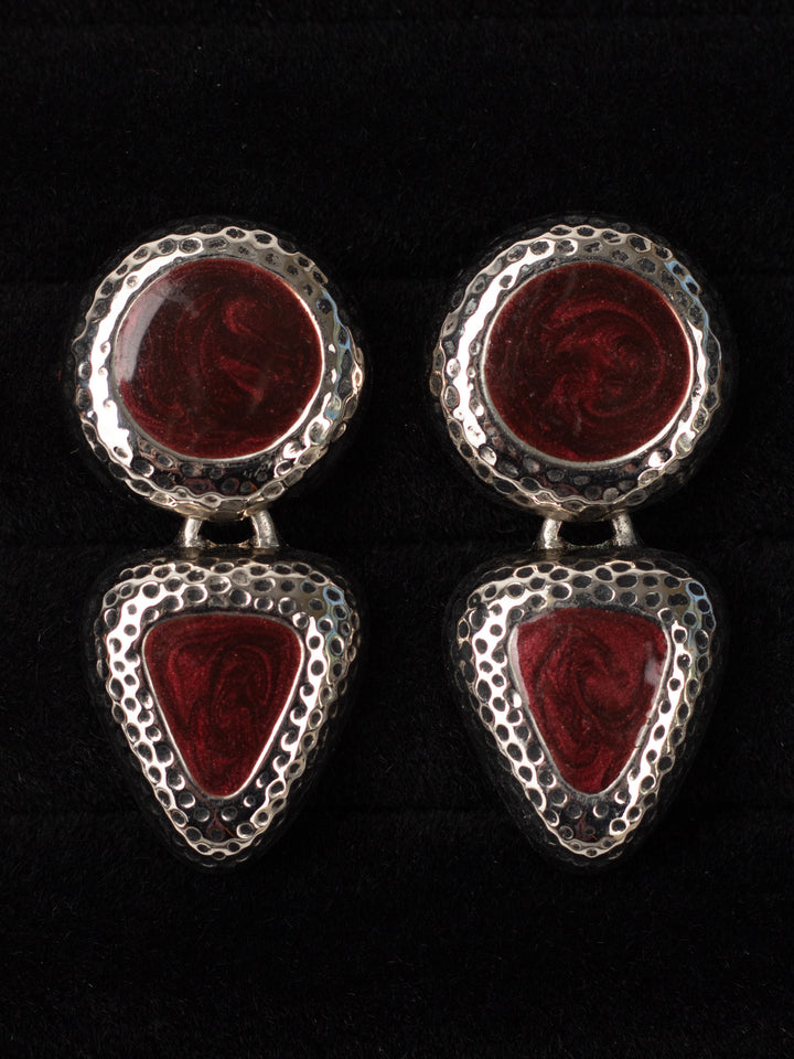 Vintage 80's Hammered Silver-Tone Drop Earrings