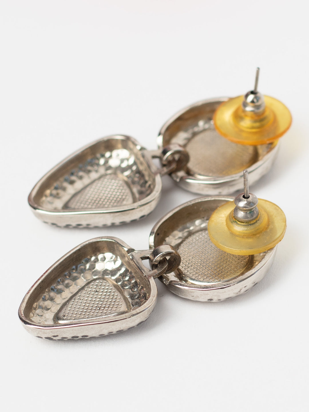 Vintage 80's Hammered Silver-Tone Drop Earrings