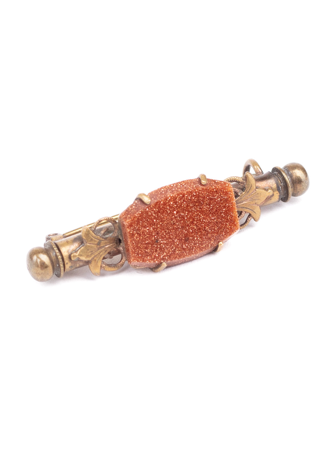 Vintage 30s Art Deco Bar Brooch with Floral Details