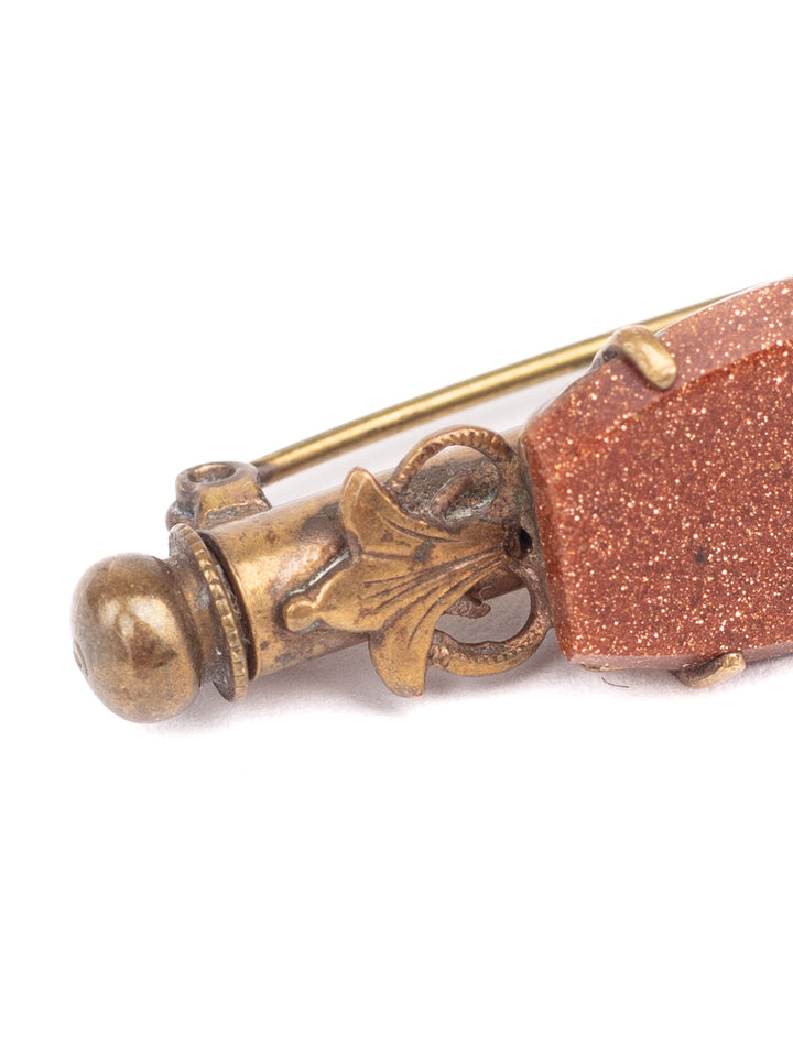 Vintage 30s Art Deco Bar Brooch with Floral Details