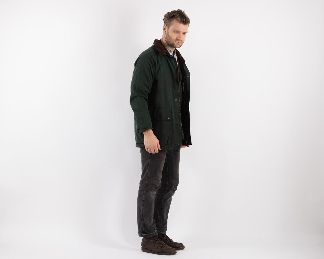Vintage 90's Men Waxed Canvas Jacket in Green - NorthernGrip