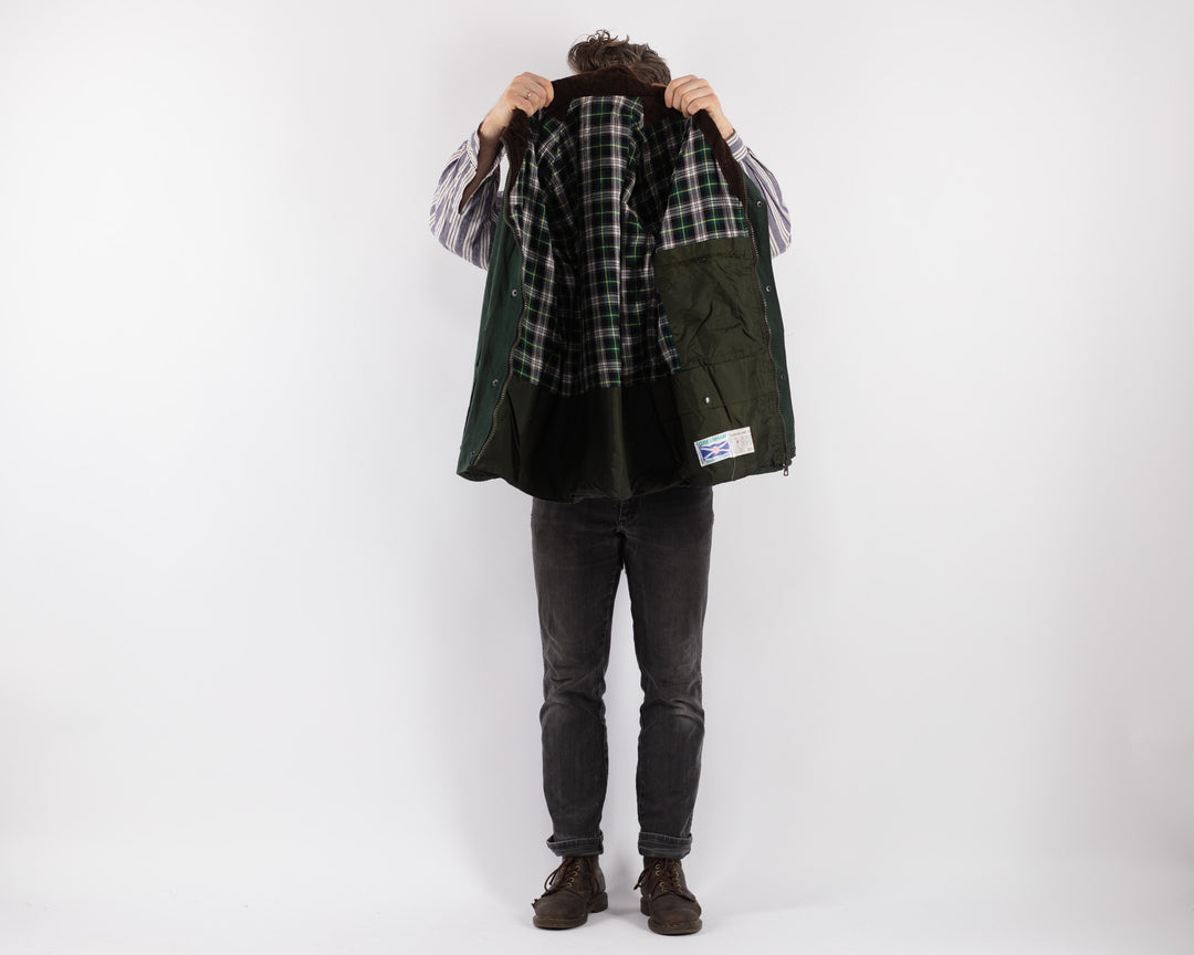 Vintage 90's Men Waxed Canvas Jacket in Green - NorthernGrip