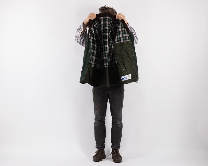 Vintage 90's Men Waxed Canvas Jacket in Green - NorthernGrip